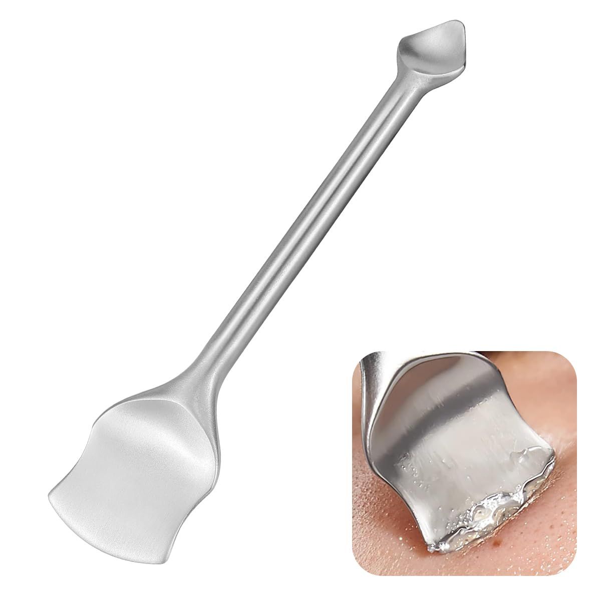 DOERDO Double Headed Blackhead Remover Stainless Steel Pore Cleaning Tools Skin Care Tools for Cleaning, Stiring, Smearing, 4.5x0.9inch