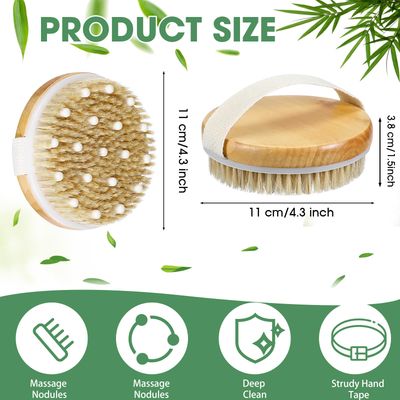 Gejoy 10 Pcs Dry Brushing Body Brush Exfoliating Brush with Massage Nodule Dry Skin Body Brush Body Scrubber for Shower Bath Back Circulation Improvement Dead Skin Remove Beauty Exfoliator (Round)