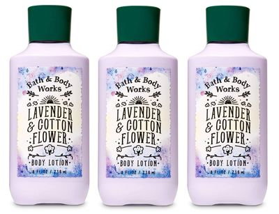 Bath &amp; Body Works LAVENDER &amp; COTTON FLOWER Body Lotion Lot of 3 - Full Size