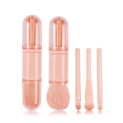 AKOAK Four-in-One Makeup Brush Set Portable Retractable Multifunctional Mini Blush Eye Shadow Loose Powder Highlighter Brush Beauty Cosmetic Tool