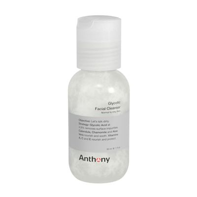 Anthony Glycolic Facial Cleanser for Men - Daily Cleansing Face Wash and Shave Prep - Hydrating, Exfoliating, and Gentle on Sensitive Skin - Non-foaming 1 Fl Oz