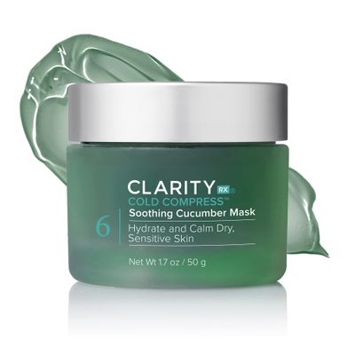 ClarityRx Cold Compress Soothing Cucumber Face Mask, Natural Plant-Based Cooling Facial Treatment with Aloe for Sensitive &amp; Rosacea-Prone Skin (1.7 oz)