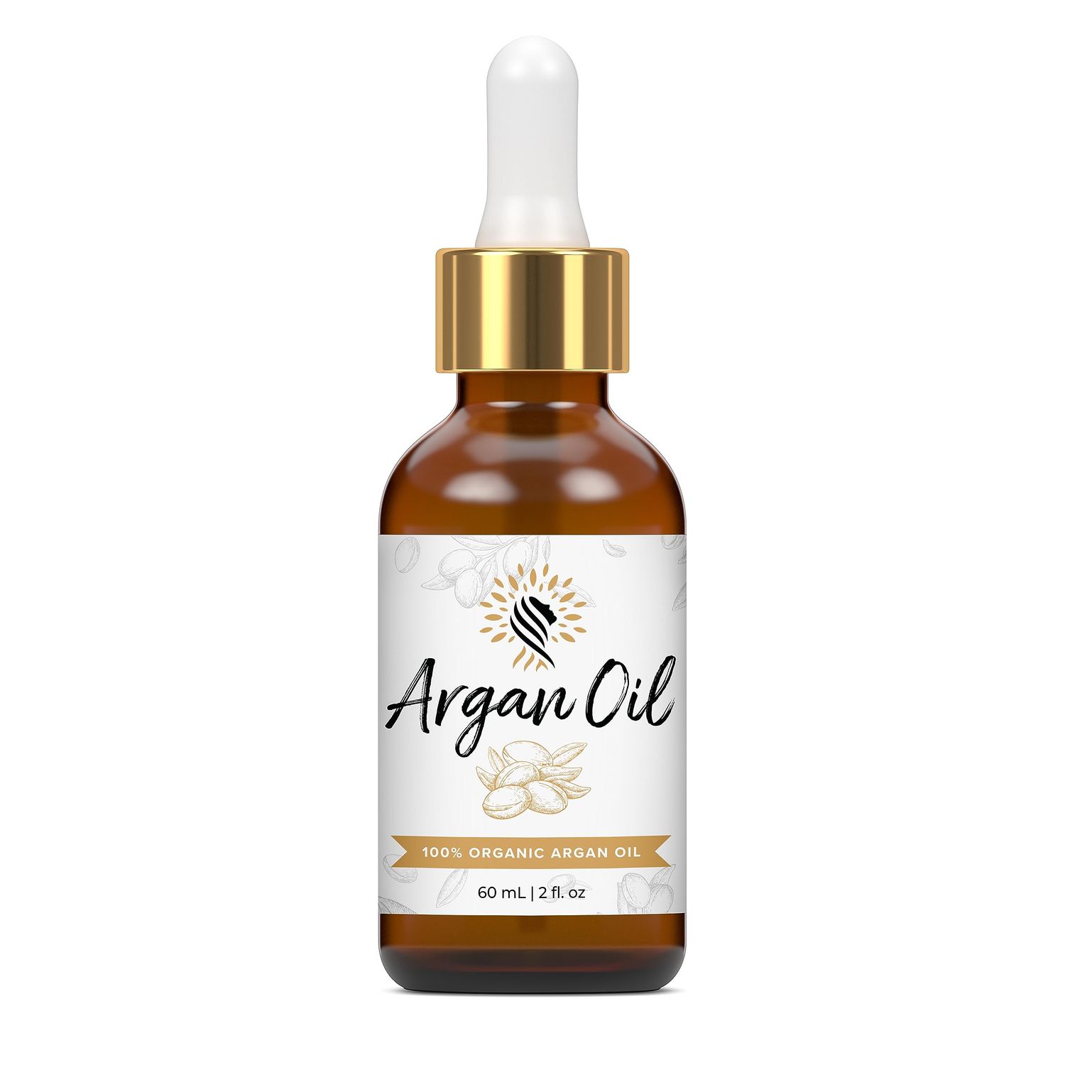 Argan Cosmetics 100% Pure Organic Moroccan Argan Oil for Hair, Skin, Nails, Cuticles, Face &amp; Beards - Cold Pressed, Unscented - Filtered Through Cotton &amp; Charcoal - All Natural Moisturizer - 2 Fl Oz