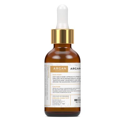 Argan Cosmetics 100% Pure Organic Moroccan Argan Oil for Hair, Skin, Nails, Cuticles, Face &amp; Beards - Cold Pressed, Unscented - Filtered Through Cotton &amp; Charcoal - All Natural Moisturizer - 2 Fl Oz