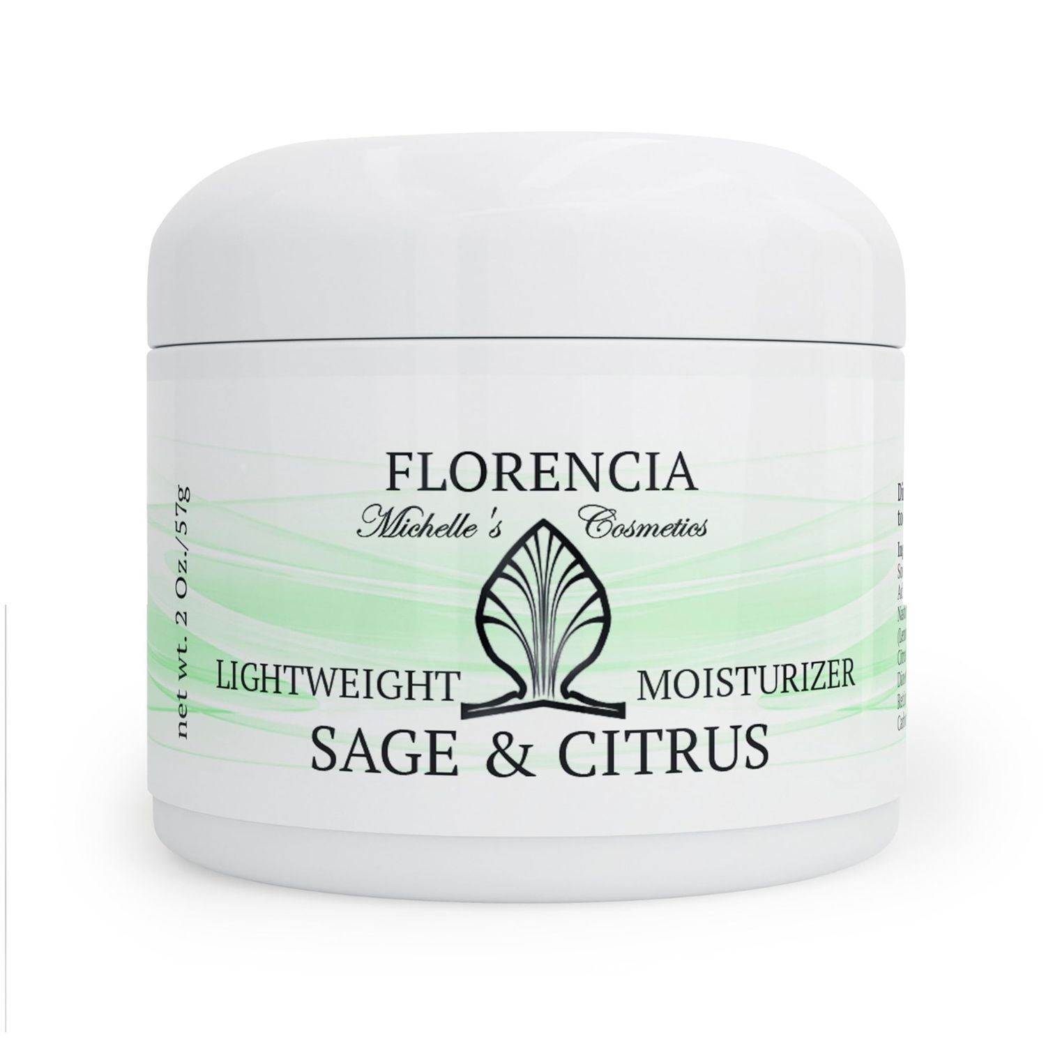 Florencia Sage &amp; Citrus Lightweight Moisturizer - Oil-Free Hydrating Face Cream for Sensitive, Oily, Acne-Prone Skin - Plant-Based, Fast-Absorbing Moisturizer for Combination Skin