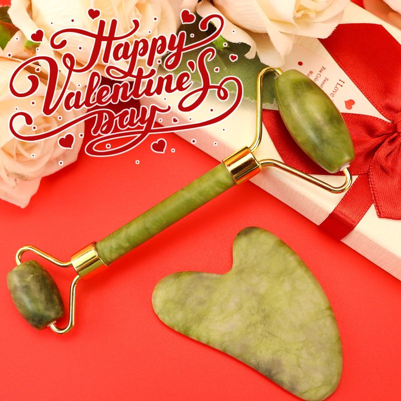 BAIMEI IcyMe Gua Sha &amp; Jade Roller Facial Tools Face Roller and Gua Sha Set for Puffiness and Redness Reducing Skin Care Routine, Self Care Gift for Men Women - Green