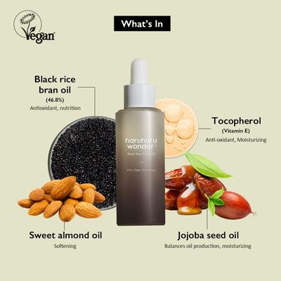 HARUHARU wonder Black Rice Facial Oil 1.01 fl oz (30ml), Moisturing &amp; Soothing effect