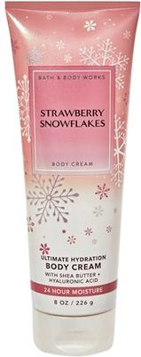 Bath &amp; Body Works Strawberry Snowflakes Ultimate Hydration Body Cream Gift Set For Women, 8 Fl Oz (Strawberry Snowflakes)