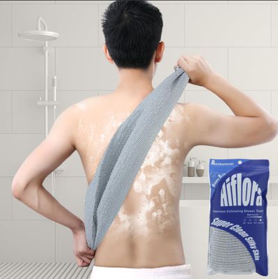 Back Scrubber for Shower and Dead Skin Removal, Exfoliating Body Scrubber for Smooth Skin Japan Washcloth for Shower &amp; Bath, Versatile Body Scrub Towel, Ideal for Skincare, Grey Super Hard