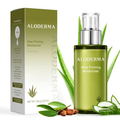 Aloderma Aloe Vera Firming Facial Moisturizer with 72% Organic Ingredients - Nourishing &amp; Replenishing - Natural Face Lotion for Aging Skin - Smooths the Appearance of Fine Lines &amp; Wrinkles, 3.5oz