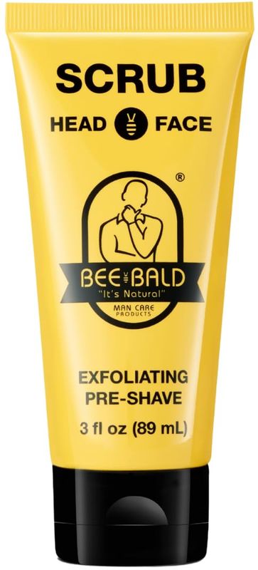 Bee Bald SCRUB Exfoliating Pre-Shave for Deep Cleans &amp; Removing Pore Clogging Dirt, Oil &amp; Dry Flaky Skin. Prepares Your Skin For a Super Close Shave 3 Fl Oz