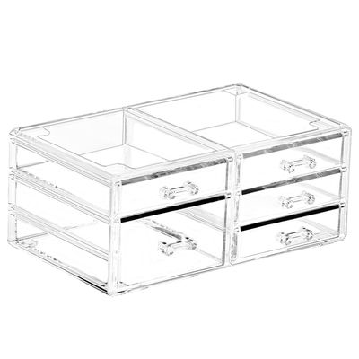Cq acrylic 1 Pack Clear Desk Organizer With Drawers,Stackable 5 Drawers Skincare Organizer,Cute Skin Care Organizer for Vanity Hair Clip,Jewelry,Beauty Product Desk and Makeup Organizer Countertop