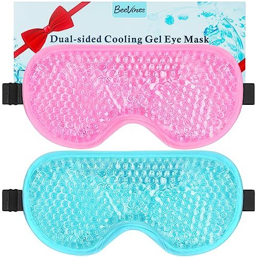 BeeVines Gel Eye Mask, 2 Pack Cooling Ice Masks for Puffy Eyes for Men &amp; Women, Cold &amp; Warm Compress for Post Surgery, Puffiness, Allergies, Sinuses &amp; Migraines Treatment