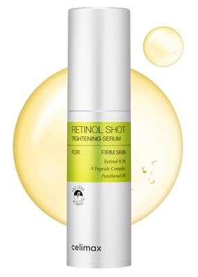 celimax The Vita A Retinol Shot Tightening Serum | with Pure Vitamin A Retinol, Peptide, Pore Minimizer, Wrinkles &amp; Fine Lines, Firmer Skin, 30ml