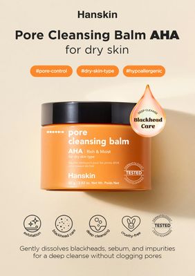 Hanskin AHA Pore Cleansing Balm, For Dry Skin, Exfoliating, Gentle Blackhead Cleanser and Makeup Remover Balm [AHA/2.82 oz]