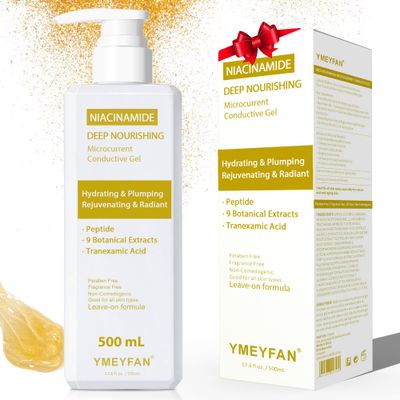 500ML Conductive Gel, Deep Nourishing Facial Leave-On Gel Primer for Microcurrent Devices, Hydrating Rejuvenating Radiance Serum, Niacinamide, Peptide &amp; 9 Botanical Extracts, Paraben &amp; Fragrance Free