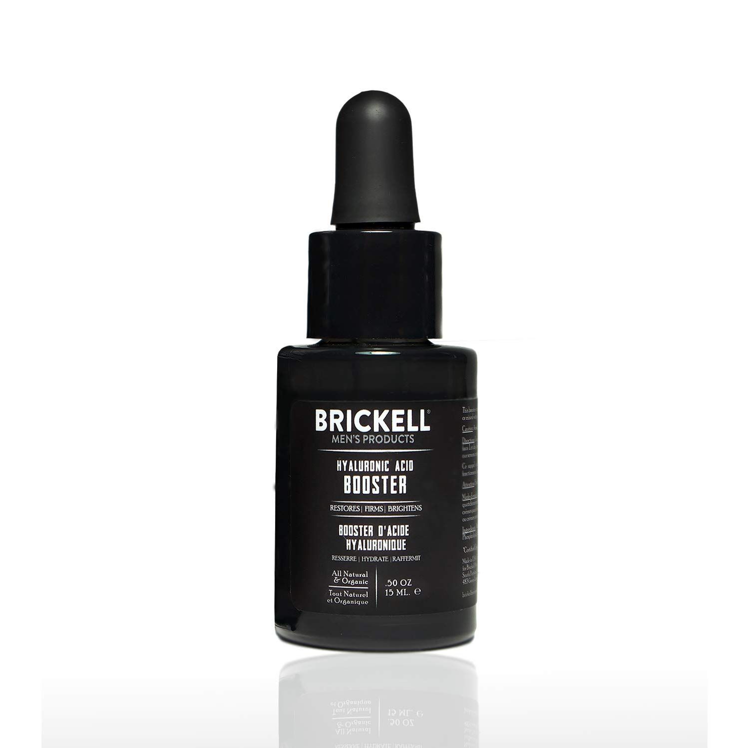 Brickell Men&#39;s Hyaluronic Acid Booster Serum for Men, Natural and Organic Hyaluronic Acid Booster for Face to Hydrate and Nourish Skin, Reduce Fine Lines and Wrinkles, Unscented .50 Ounce
