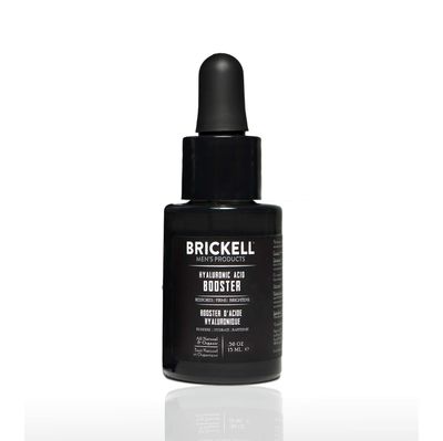 Brickell Men&#39;s Hyaluronic Acid Booster Serum for Men, Natural and Organic Hyaluronic Acid Booster for Face to Hydrate and Nourish Skin, Reduce Fine Lines and Wrinkles, Unscented .50 Ounce