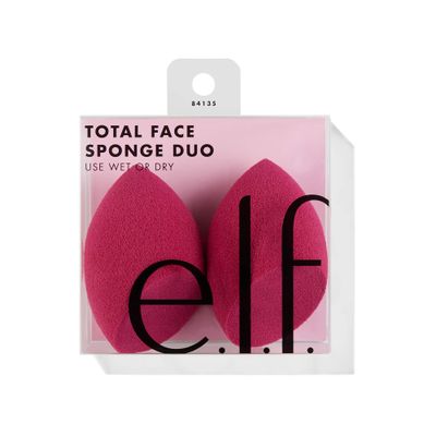 e.l.f. Total Face Sponge Duo, Plush, Multi-Sided & Latex-Free Makeup Sponges For Easy Blending Of Concealer, Highlighter & more, Vegan & Cruelty-Free