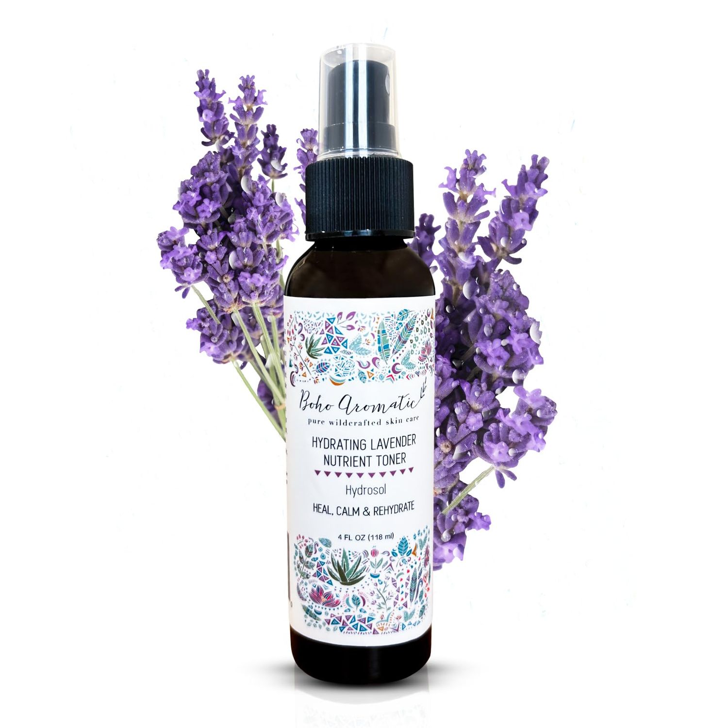 BOHO AROMATIC Hydrating Lavender Nutrient Facial Spray, Face Mist Hydrating Spray, Natural Fresh Hydrosol Lavender Face Mist, Refresh Hydrate Face with a Mist, Skin Care 4 FL OZ