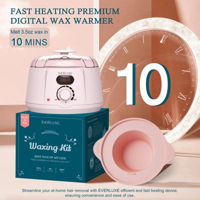 EVERLUXE Waxing Kit Wax Warmer for Hair Removal with Silicone Wax Warmer Liner, Digital Wax Machine Hard Wax Kit for Full Body, Arms, Legs, Face, Bikini, Brazilian Wax Kit for Women Men Sensitive Skin