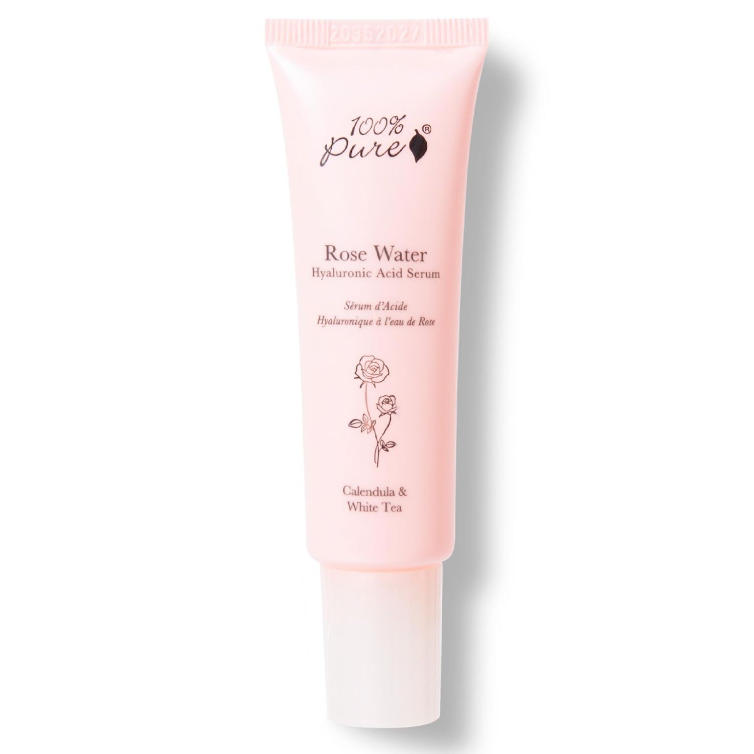 100% PURE Rose Hyaluronic Acid Facial Serum Deeply Hydrating Natural Care Soothe &amp; Replenish Suppleness Bounce Dry, Dehydrated Skin - Vegan - 1oz