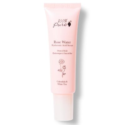 100% PURE Rose Hyaluronic Acid Facial Serum Deeply Hydrating Natural Care Soothe &amp; Replenish Suppleness Bounce Dry, Dehydrated Skin - Vegan - 1oz