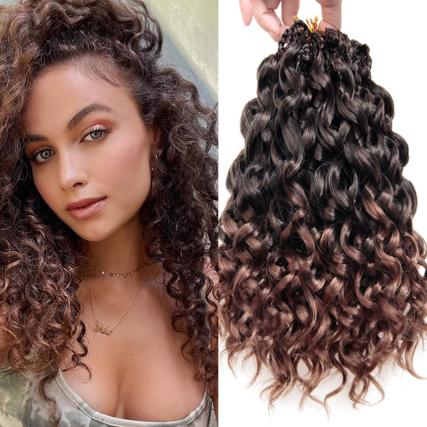 Gogo Curl Crochet Hair 10 Inch 8 Packs Curly Crochet Hair for Black Women Pre-Looped Deep Wave Crochet Hair Natural Water Wave Curly Beach Curl Crochet Hair Curly Braiding Hair Extensions(1B/30)