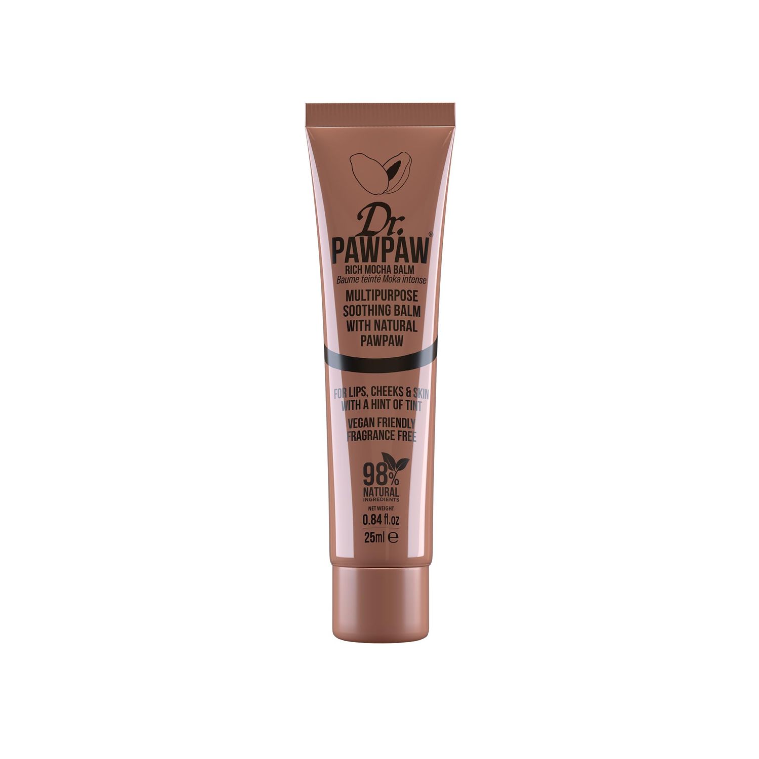 Dr.PAWPAW Rich Mocha Balm, Multi-Purpose Natural No Fragrance, for Hydrating Lips, Skin, Hair, Cuticles, Nails &amp; Beauty Finishing (25 ml)