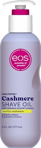 eos Cashmere Skin Collection Shave Oil, Vanilla Cashmere, Soothing and Moisturizing, Prevents Irritation and Razor Burn, Entire Bikini Area-Approved, 6 fl oz Packaging May Vary