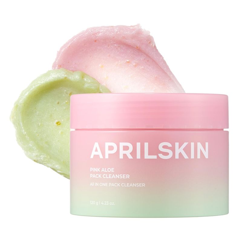 APRILSKIN Pink Aloe Facial Polish Cleanser | Gentle Exfoliation with Mungbean &amp; Soybean Scrub | Removes Waterproof Makeup &amp; Sunscreen | Non-Comedogenic Cleanser for All Skin Types | Korean Skincare
