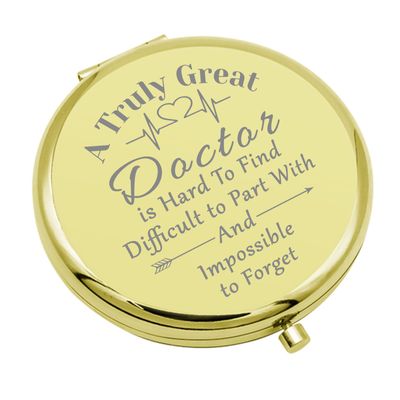 Doctor Gift for Women Compact Makeup Mirror Doctor Appreciation Gift Medical Student Graduation Gift Inspirational Gift Folding Makeup Mirror Graduation Retirement Birthday Gift for Doctor (Gold)