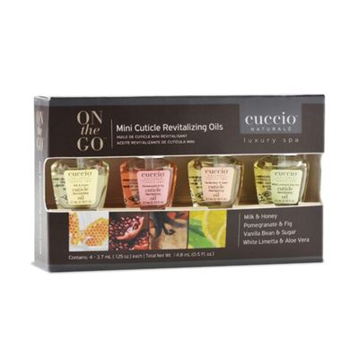 Cuccio Naturale Mini Cuticle Revitalizing Oils - Hydrating Repair for Dry Skin &amp; Nails - Paraben &amp; Cruelty-Free, Spa Fragrances - 4 pc
