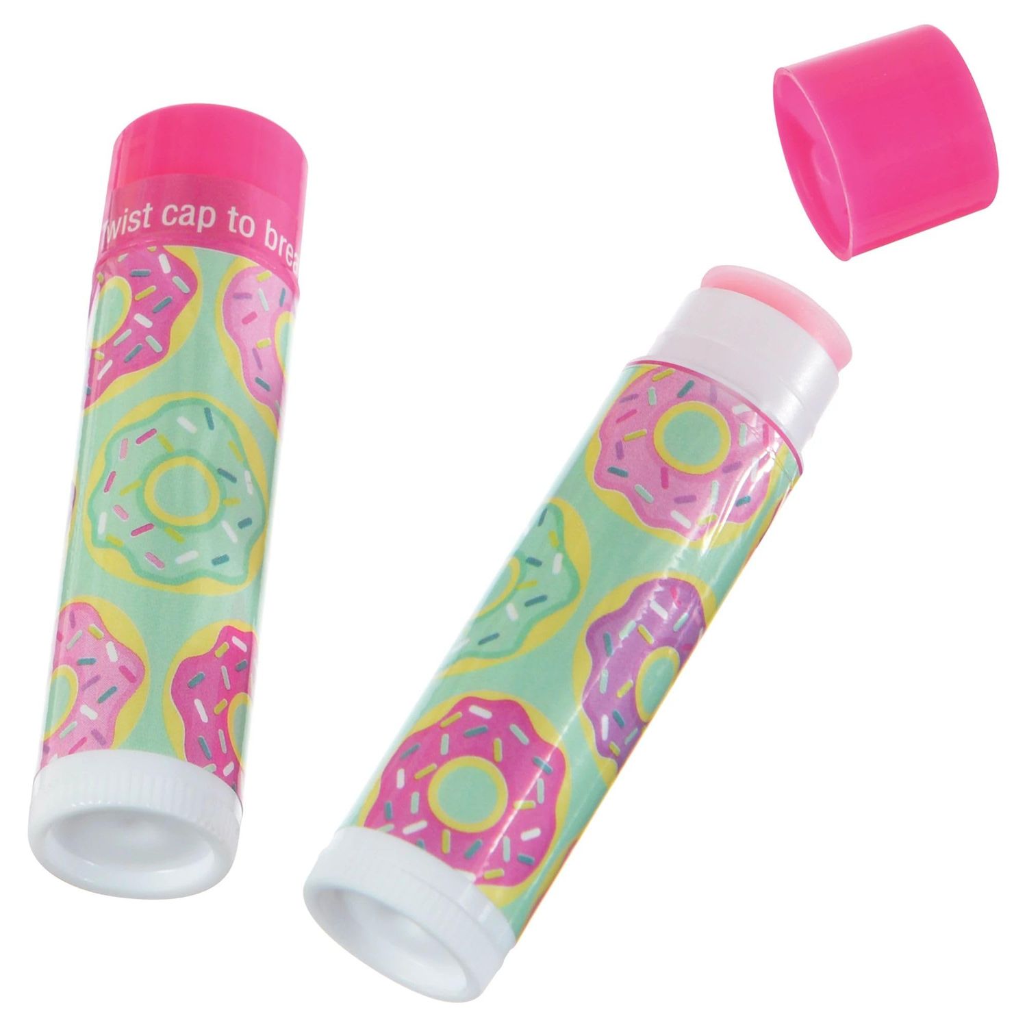 Doughnut Lip Balm Favor - .6&quot; dia. x 2.5&quot;H | Pink | Pack of 8