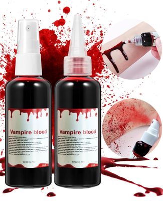 Fake Blood Spray Halloween Party Favors Washable Makeup Kit Zombie Vampire Accessories Costumes for Woman Skin Friendly Girls