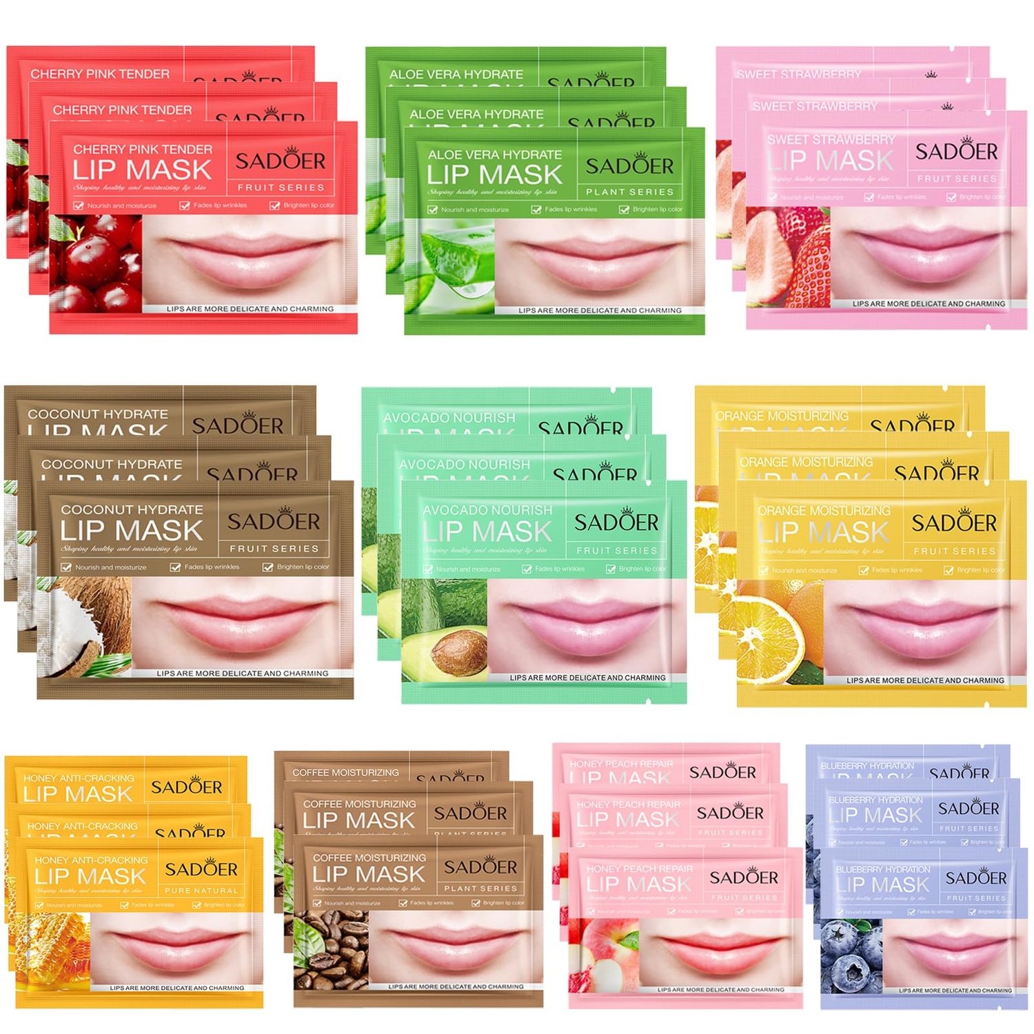 30 PCS Moisturizing Lip Mask .Crystal Lip Care Gel Pads Mask Bulk for Moisturizing &amp; Reducing Wrinkle,Lip Patches Let Your Lip Smoothing,Exquisite.Remove Dead Skin Moisture Essence,Individual Packing