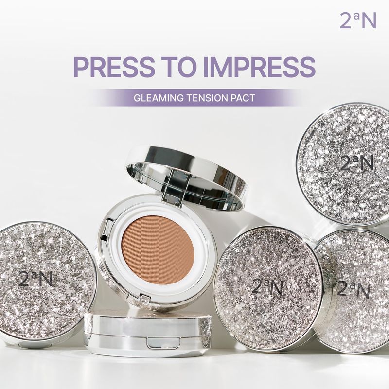 2aN Gleaming Tension Cushion Foundation Pact 0.45 oz, Korean Cushion Foundation Makeup, Lightweight &amp; Buildable Coverage with Ceramides and Centella Asiatica (#23 Natural Beige. Pack of 1)