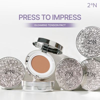 2aN Gleaming Tension Cushion Foundation Pact 0.45 oz, Korean Cushion Foundation Makeup, Lightweight &amp; Buildable Coverage with Ceramides and Centella Asiatica (#23 Natural Beige. Pack of 1)
