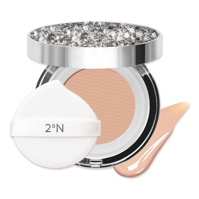 2aN Gleaming Tension Cushion Foundation Pact 0.45 oz, Korean Cushion Foundation Makeup, Lightweight &amp; Buildable Coverage with Ceramides and Centella Asiatica (#23 Natural Beige. Pack of 1)