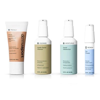 Dermasport Complete Skin Care Set for Swimmers - Sport Sunscreen SPF 50, Facial Moisturizer, Eye Cream for Dark Circles, Facial Cleanser - All-in-One Natural Facial Care Solution for Healthy Skin