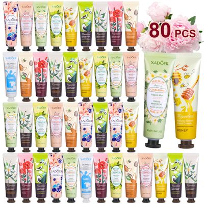 80 Pack Hand Cream Gift Set: Hand Lotion Travel Size, Valentines Day Gifts for Her, Hand Cream for Dry Cracked Hands, Lotion Bulk, Women Gifts for Birthday Nurse Gifts Teacher Appreciation Gifts