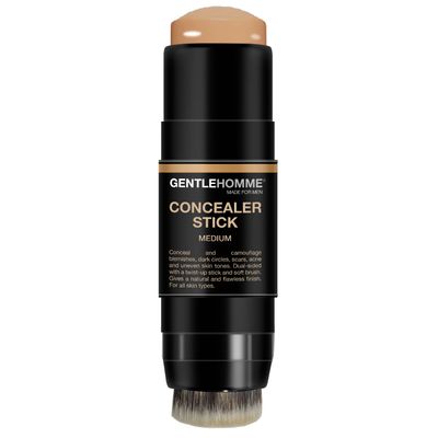 Concealer Stick with Brush for Men - Eraser Dark Circles - Mens Multi-Use Concealer - Dual Sided Full Coverage Concealer Pen with Soft Brush - Buildable Coverage Makeup - All Skin Types - (Medium)