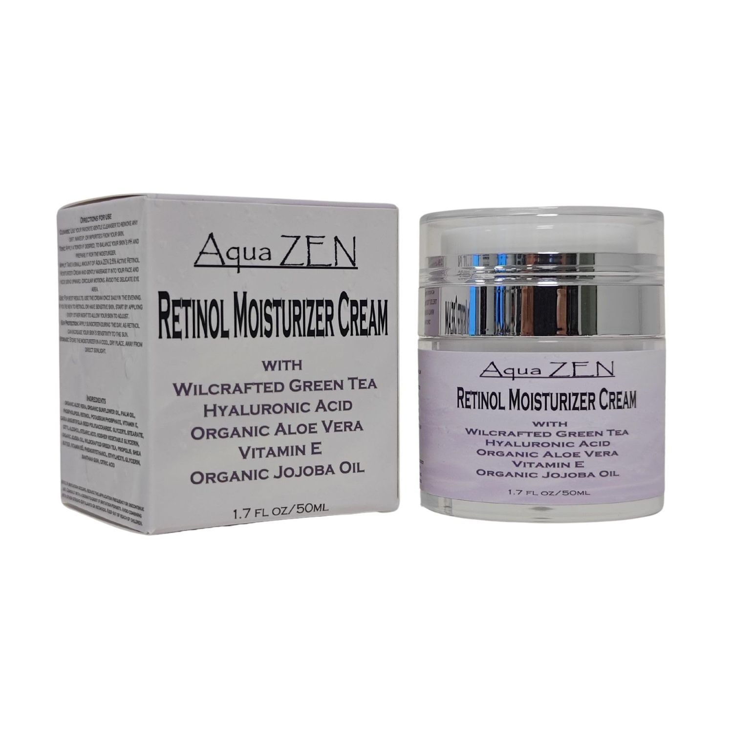 Aqua ZEN 2.5% Active Reintol Moisturizer Cream w/Wildcrafted Green Tea, Hyaluronic Acid, Organic Aloe, Organic Jojoba Oil, &amp; VItamin E - Anti Aging, Daily Hydration, Wrinkle Repair | 1.7fl oz