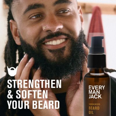 Every Man Jack Mens Beard Oil - Subtle Sandalwood Fragrance - Deeply Moisturizes and Softens Your Beard and Adds a Natural Shine - Naturally Derived with Shea Butter and Argan Oil - 1 fl oz (2 Pack)