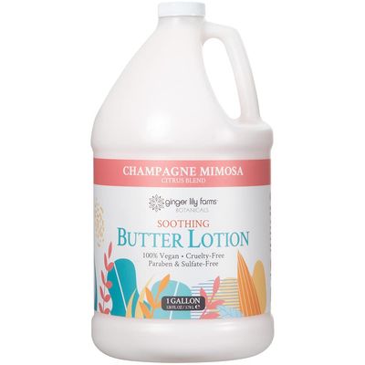 Ginger Lily Farms Botanicals Soothing Butter Lotion for Dry Skin, Champagne Mimosa, 100% Vegan &amp; Cruelty-Free, Citrus Blend Scent, 1 Gallon (128 fl oz) Refill