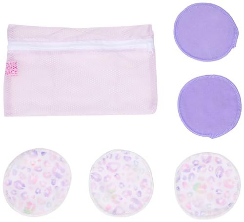Erase Your Face Reusable Makeup Removing Facial Rounds - Purple, Pink Lepoard Print (Pack of 5)