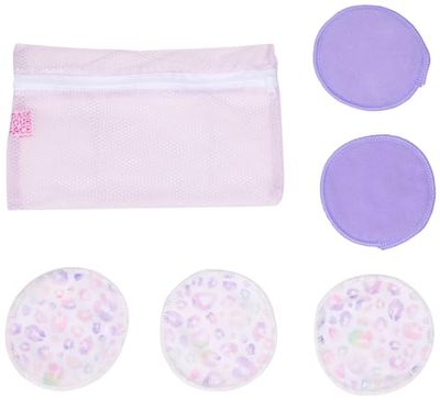 Erase Your Face Reusable Makeup Removing Facial Rounds - Purple, Pink Lepoard Print (Pack of 5)