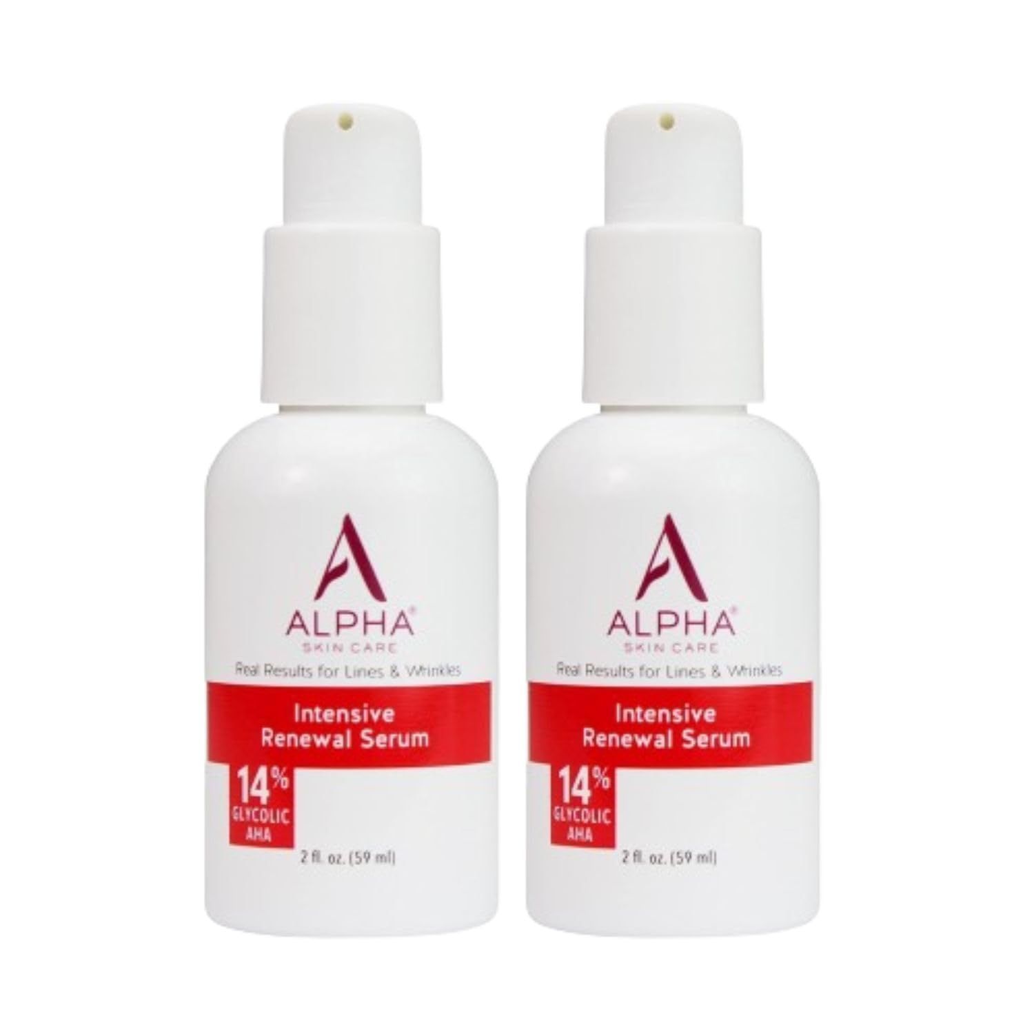 Alpha Skin Care Renewal Serum Concentrated with 14% Glycolic AHA, Intensive Rejuvenating Smoothing Serum, Gently Exfoliates, Hydrates, Evens Skin Tone For A Healthier Clear Complexion - 2 Pack