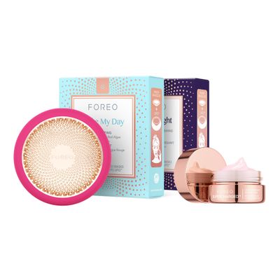 FOREO Hyper Hydra UFO 3 Bundle - Face Moisturiser Device + 14 UFO Activated Masks + Hydrating Night Mask, 0.5 oz - Red Light Treatment, Thermo &amp; Cryo Treatment - Skin Care - Fuchsia