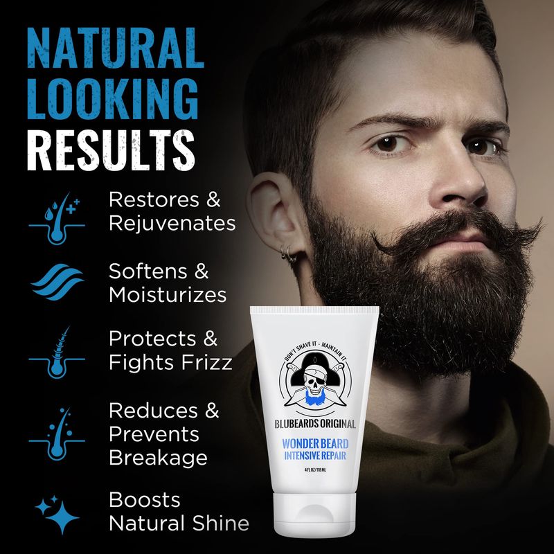 Bluebeards Original Wonder Beard Intensive Repair, 4 oz. - Beard Conditioner for Men with Meadowfoam Seed Oil &amp; Amino Acids to Deeply Restore, Soften, and Rejuvenate Your Beard and Skin - Made in USA